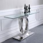 Rectangular OEM SS Console Table With Clear Tempered Glass Top