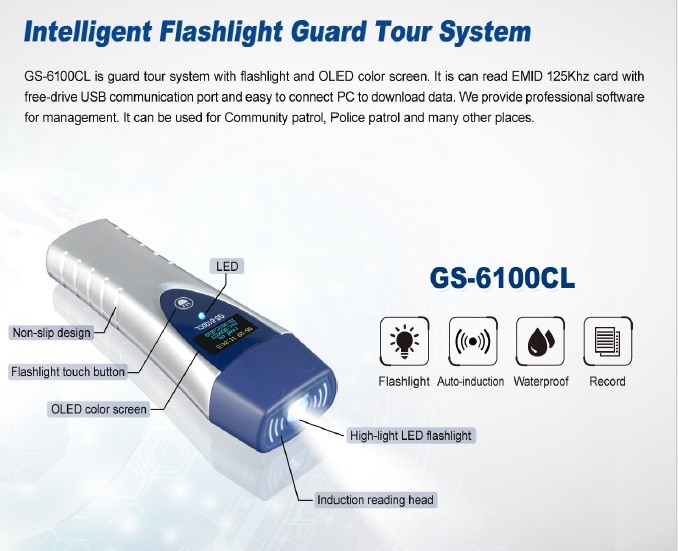 OLED Induction Guard Tour Patrol System Reader For Checkpoint Tag
