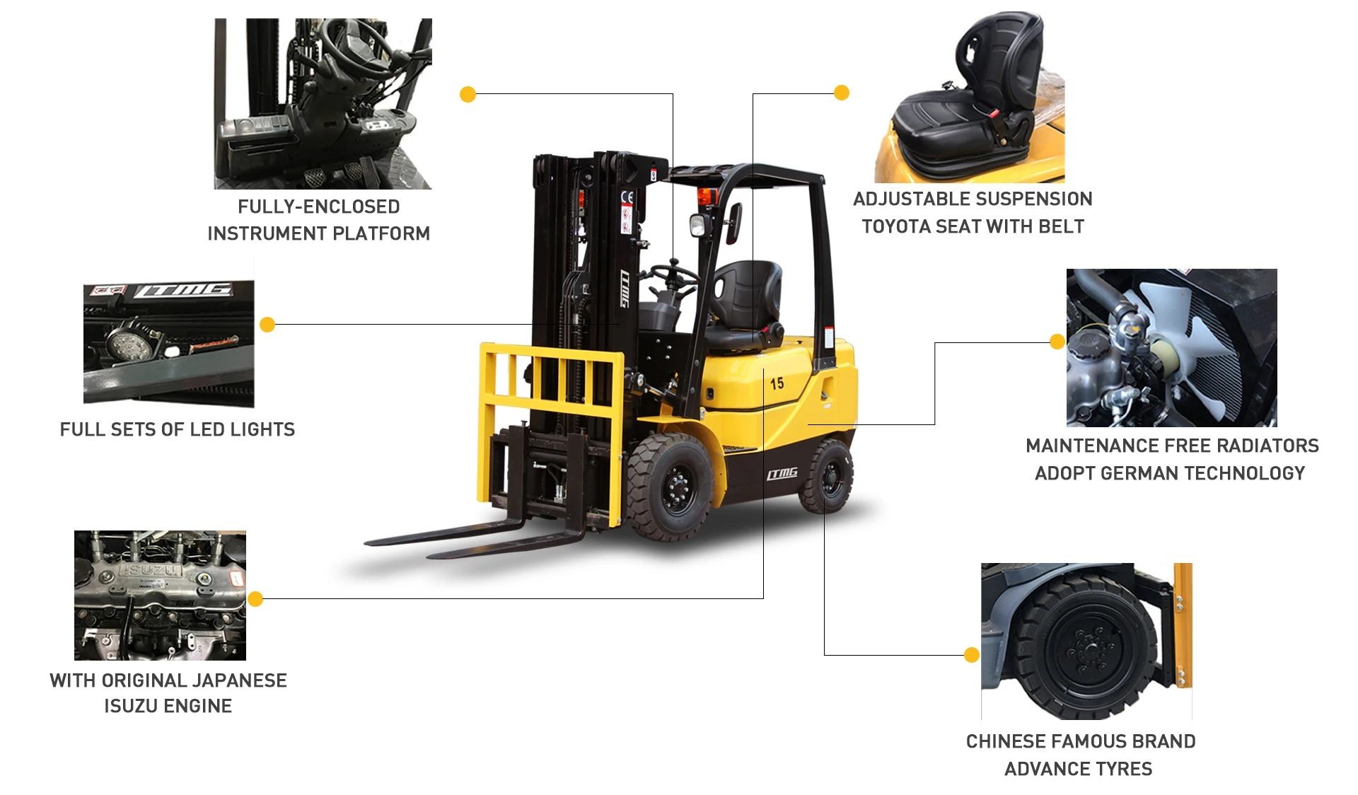 Diesel 10 Ton CPC100 Hydraulic Diesel Forklift With EPA/Euro5