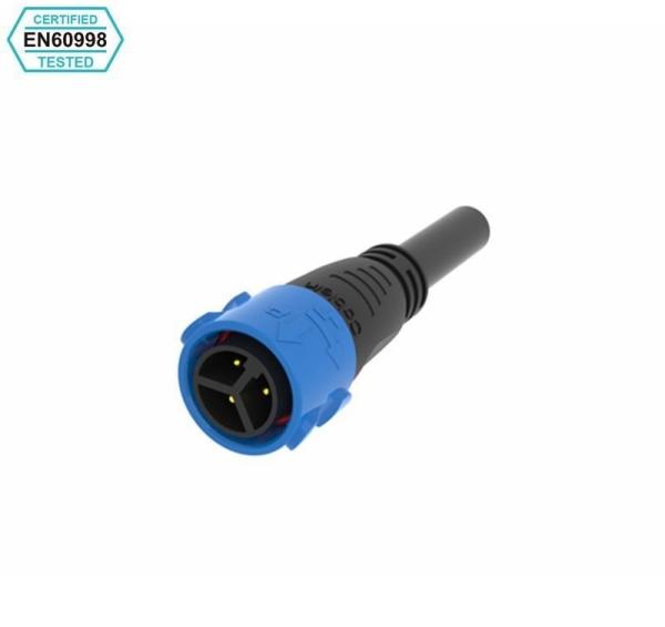 IP67 Waterproof Male Female Connector Self Locking Inverter Three Core Power