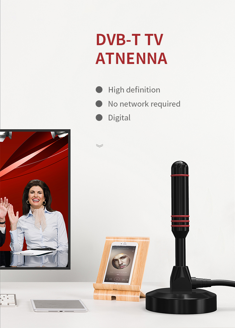 UHF VHF Digital TV Antenna HD Portable Indoor Digital Antenna 5dBi for Free Channel