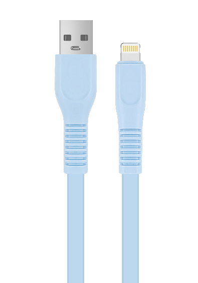 Pastel Light Blue Lightning Cable: USB - A Plug, Soft & Flexible