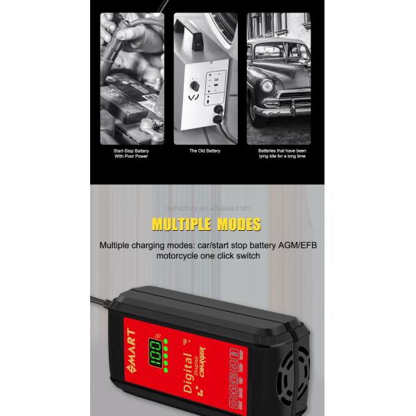 12V/1.25A Output Motorcycle Battery Charger with Repair Type and Fireproof ABS Home Security System Compatible