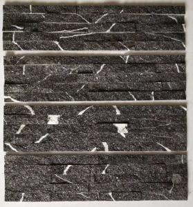 China Lightning Black Galaxy Stacked Stone,China Granite Stone Cladding,Black Galaxy Granite Stone Wall Panels,Culture Stone on sale