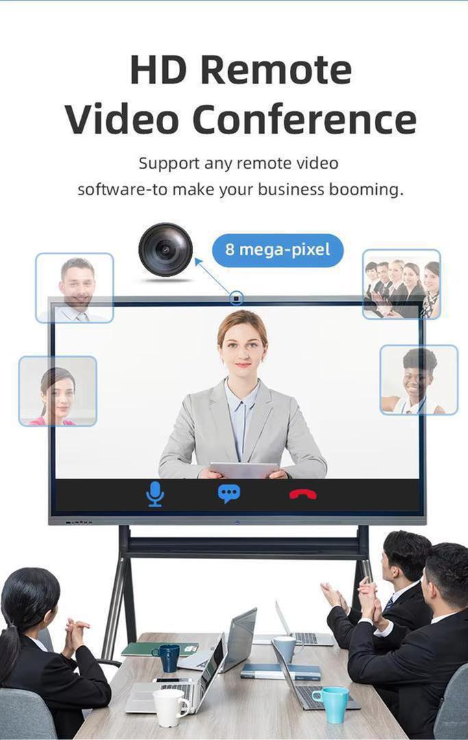 65 Inch Interactive Touch Screen Whiteboard, 8ms Response Time With Infrared 10/20 Points And Android 13.0 /Business office
