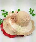 100% Paper Straw Ladies Floppy Straw Hats With Silk Flowers Decoration 85cm*42cm