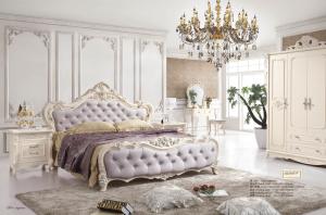 Wholesale luxury cream French style solid wood bed room set from china suppliers