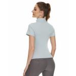 Classic Grey Horse Riding Tops Sweat Ladies Zip Up Short Sleeve Equestrian Base