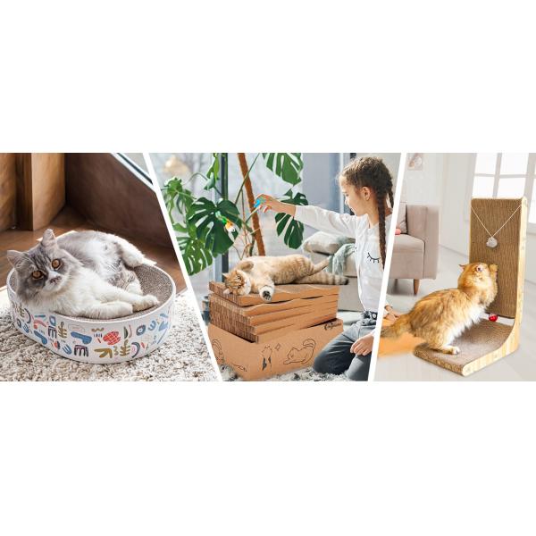 2 in 1 Oval Cat Scratch Pad Bowl Nest for Indoor Corrugated Lounge Cat Beds Protector for Couch & Carpets & Sofas