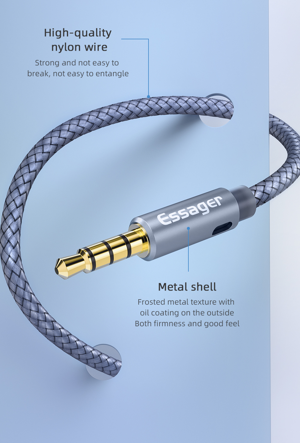 Braid Shielding 3.5MM Audio Adapters 2 In 1 Supporting Microphone Audio Cable