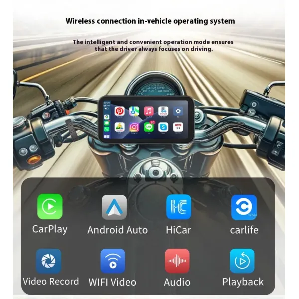High Sensitivity Touch Screen Motorcycle Tachograph With Carplay Compatibility