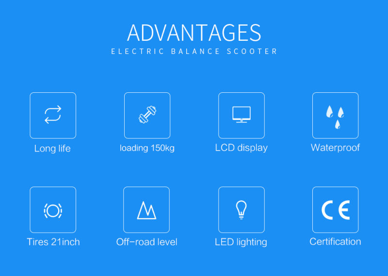 72V Samsung Battery 2 Wheels Self Balancing Scooter Electric Chariot