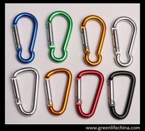 Wholesale Colorful aluminum high quality carabiner hooks D shape&amp;gourd shape hooks w/black bottle holder from china suppliers