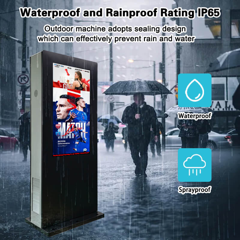 55 Inch Dual Screen Outdoor Digital Signage with IP65 Waterproof, 3000NITS Brightness, and Split Screen Playback