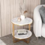 Italian Minimalist Stainless Steel Marble Circular Sofa Edge Table