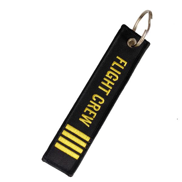 Yellow Airplane Letter Double Sided Embroidered Keychain Aviator Keychain