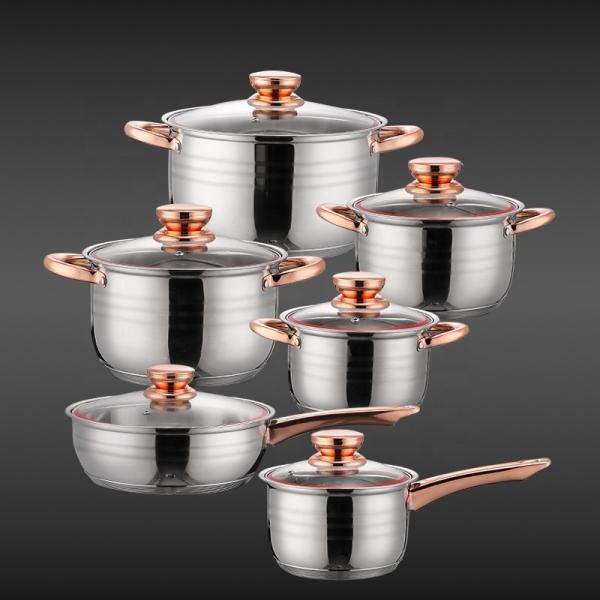 New Product 12 PCS 201 Stainless Steel Pan And Pot Nonstick Cookware Sets With