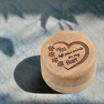 Dog Memorial Box for Loss Pet Wooden Keepsake Box with Pet Paw Engraving Hair