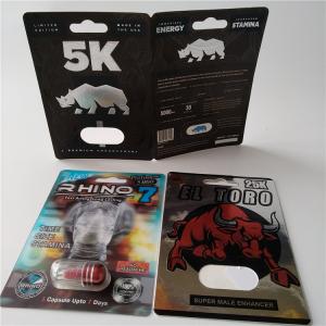 China 3D Card Blister Pack Packaging Custom Printed Paper Card Rhino 7 Jaguar 30000 Sex Pill Pack on sale