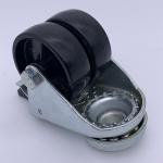 Dual-Wheel Black Nylon Caster Bolt Hole Swivel Brake 2 Inch