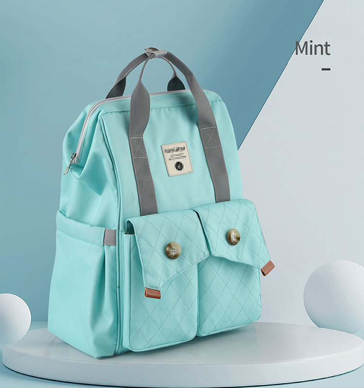 Multifunctional Mommy Diaper Bag Backpack With Trailer Buckle OEM ODM