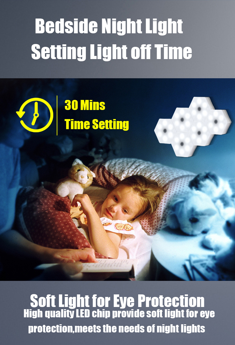 70LM 6PCS Led Quantum Hexagonal Wall Lamp / Honeycomb Touch Wall Light