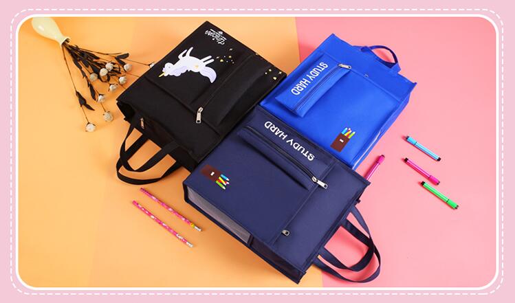 Factory Price Students' Tutorial Bags A4 Canvas Waterproof Hand Bag Pencilbag Large Capacity Schoolbag Office School Supplies