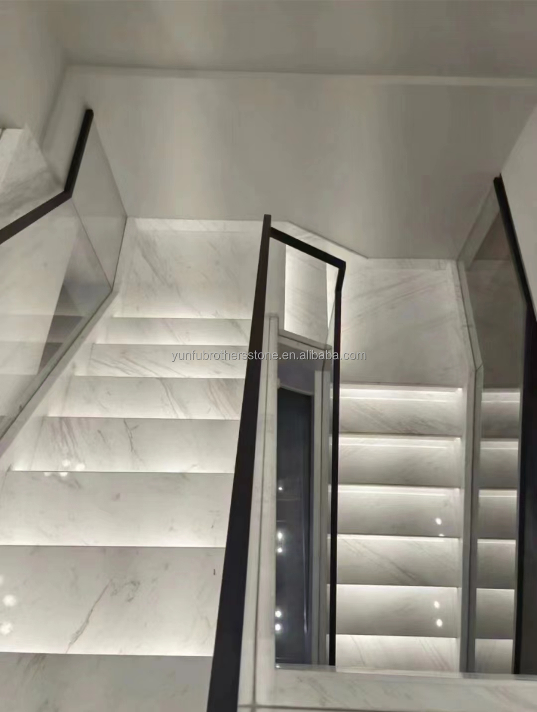 Modern Polished White Marble Stairs Tiles Cut-to-Size Natural Stone for Interior Design