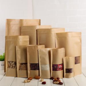 Wholesale Resealable Aluminum Foil Kraft Paper Stand Up Pouches With Zipper For Food Packaging from china suppliers