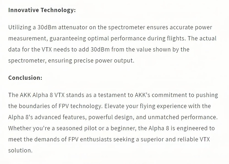 AKK Alpha 8 8W Drone VTX 5.8G 8W 5W 3W 1W 80CH Power Switchable FPV Video Transmitter Image Transmission