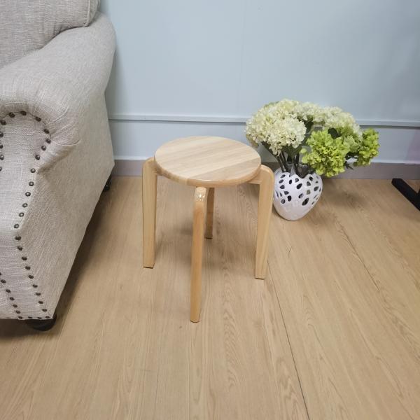44cm Height Round Rubber Wood Practical Stool Stackable