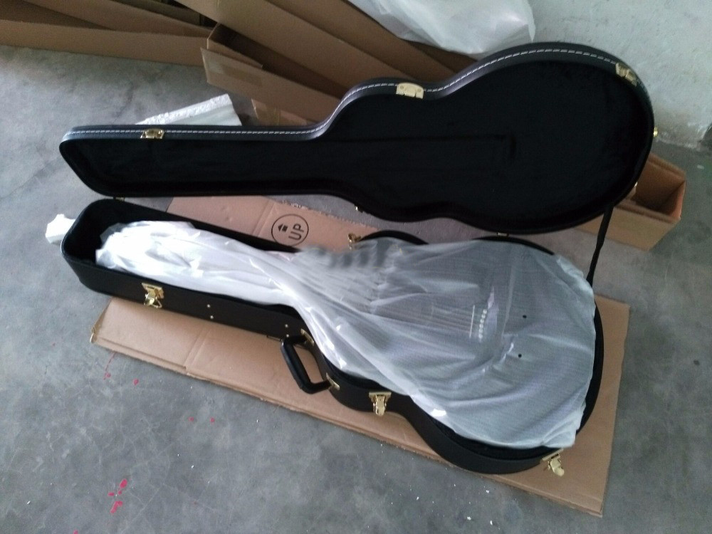 43" AAAAA all solid wood SJ200 style jumbo black satin acoustic electric guitar