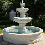 Marble Water Fountain 3 Tier White Round Fountain Hand Carved Outdoor Garden