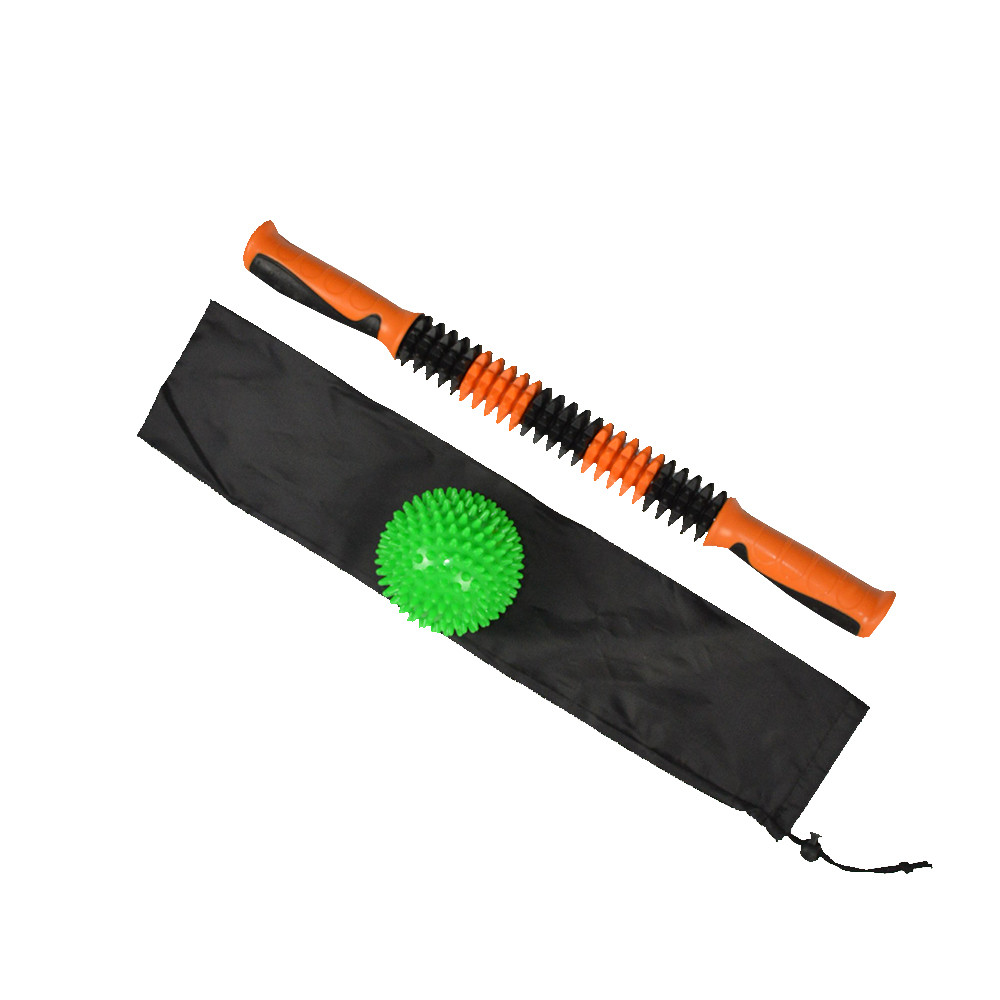 Eco Round Bead Back Massage Roller Stick Deep Tissue TPE Handle