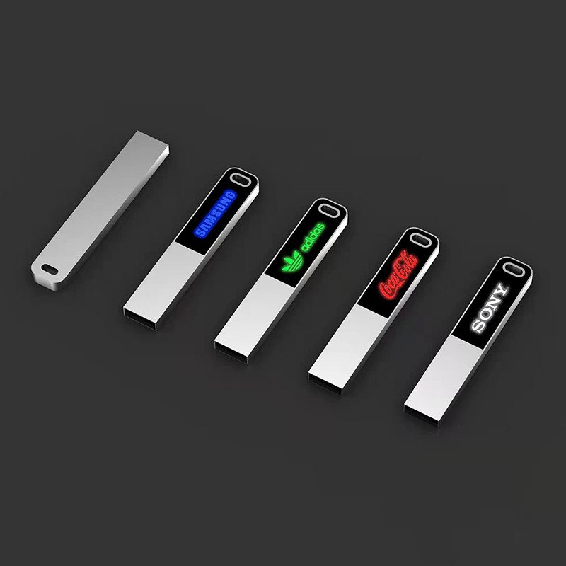 Laser Logo Shinny LED Light Usb Flash Drive 2.0 High Quality Full Memory