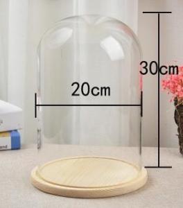 Wholesale dust proof glass doll dome with base height 30cm diameter 20cm best for decoration for party from china suppliers