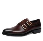 Duoble monkstrap patina hand made fully leather shoes for men
