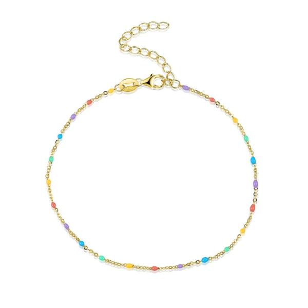 21.2cm 0.8 Gram Sterling Silver Rainbow Bracelet Unisex Cubic Zirconia Bracelet