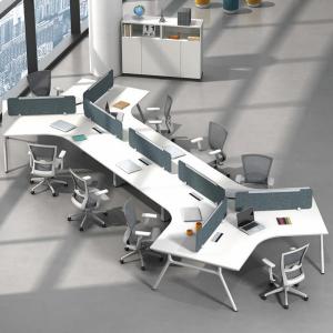 Wholesale White L Shape Modular Open Space Desk 6 Person Office Workstation from china suppliers