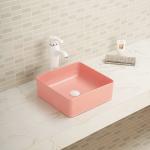 Dirt Resistant Wash Basin Porcelain Square Shape Complete And Clean Bathroom