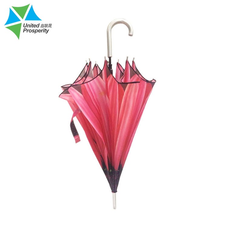 Compact Strong Auto Open Stick Umbrella Pink Length 70-100cm For Rainy Days