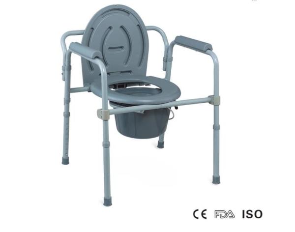 Bedside Handicapped Folding Commode Chair , Adult Toilet Potty Portable Commode