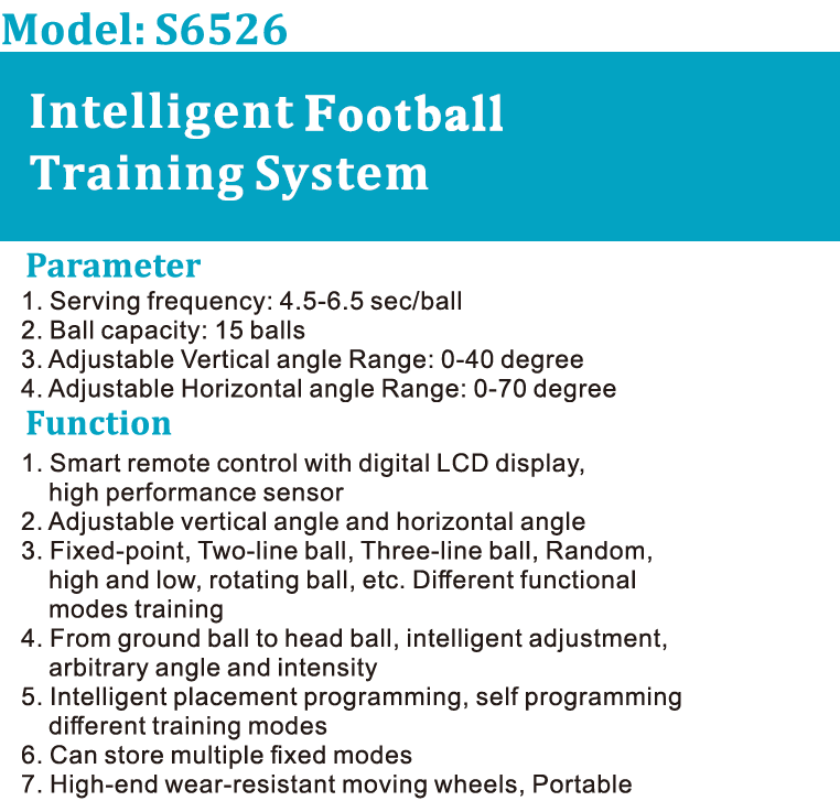 SIBOASI S6526 Football Kicking Machine Soccer 200W 4.5-6.5s/Ball
