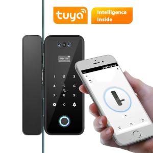 Wholesale Black Glass Door Lock Tuya Smart Lock Home Security 3D Face Digital Fingerprint from china suppliers