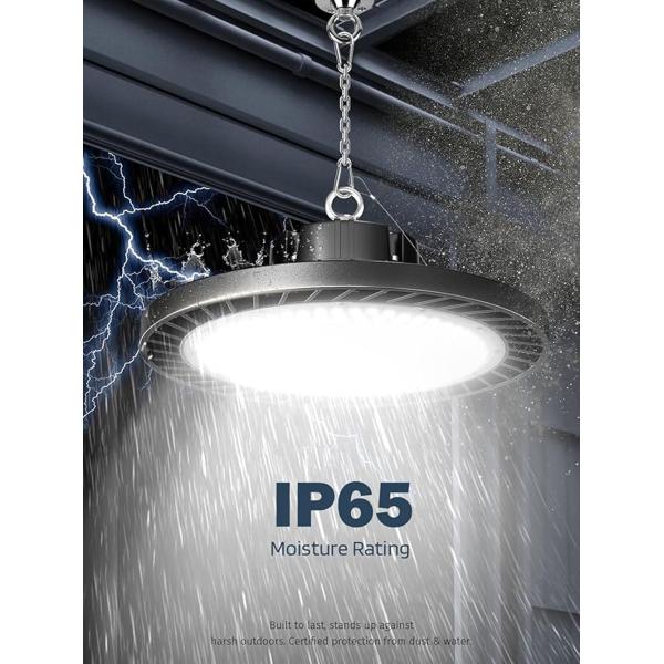 Adjustable LED UFO High Bay Light 3 Power CCT 150W Commercial Dimmable For Garage Warehouse