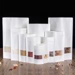Stand up Food Packaging White Kraft Paper Zipper Bag With Clear Window
