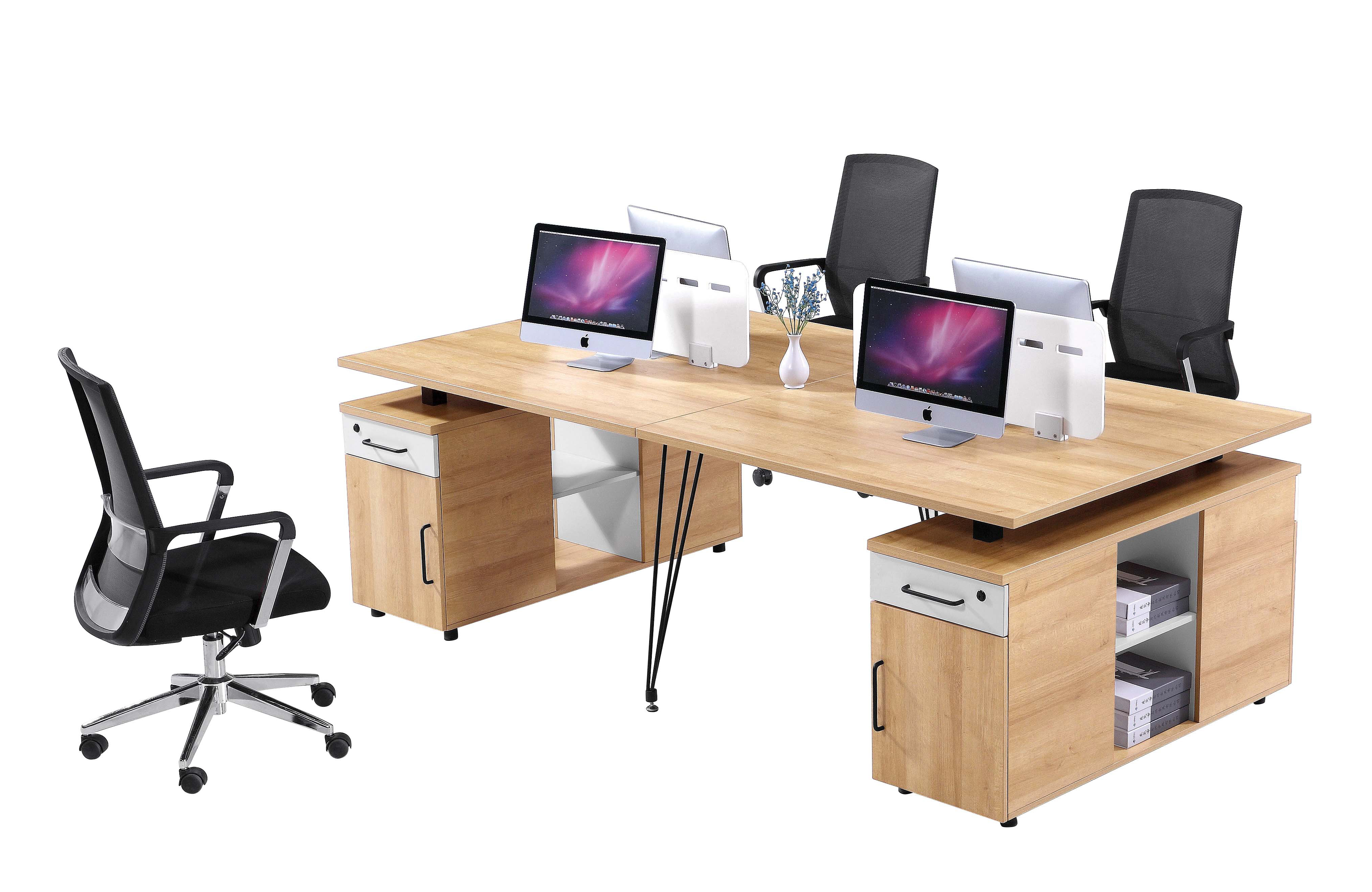 4 Person Modular Workstation Desk Furniture With Metal Legs / Computer Workstation Desk