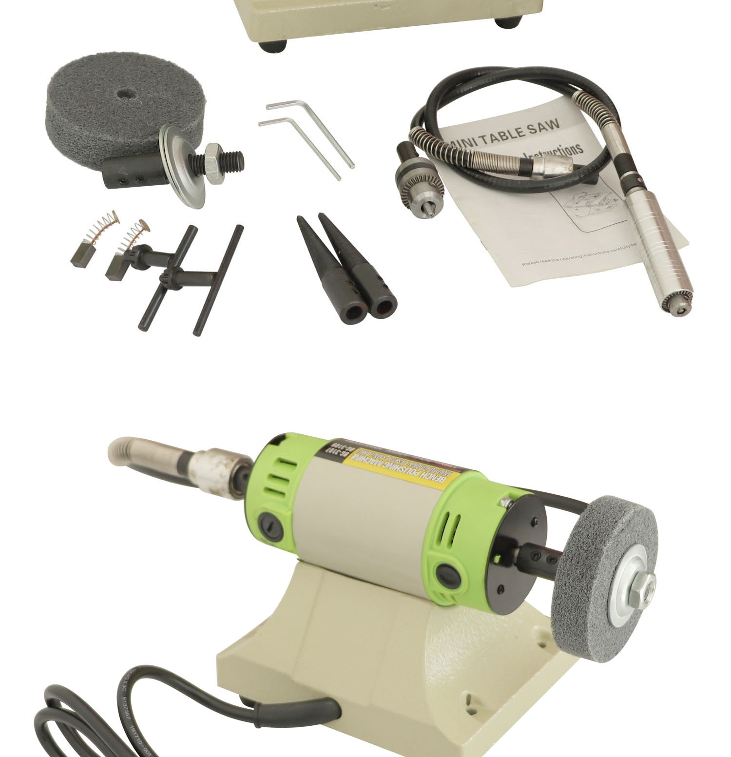 TOKTOS 7200rpm Table Top Grinder Polisher 480W Bench Lathe Polisher