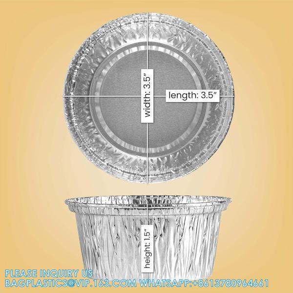 3.5'' Inch Round Ramekins Muffin Cups Tin Foil Cupcake Pans Disposable Aluminum,