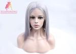 Colored Grey Human Hair Lace Front Bob Wigs , Virgin Human Hair Wigs